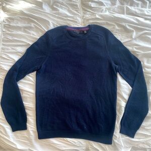 Ted Baker Navy Men’s Textured Potter Crewneck Sweater